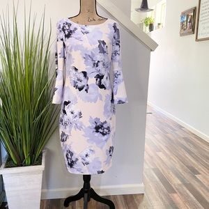 Beautiful Calvin Klein floral dress, bell sleeves